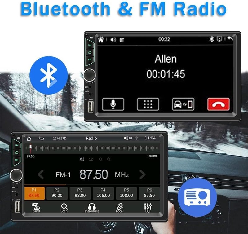 Leadfan Double Din Car Stereo with Dash Cam,Compatible with Apple Carplay,Android Auto,7 inch Touch Screen Car Radio Receiver with Bluetooth, Mirror Link, Backup Camera, Navigation, FM, USB/TF/AUX - Image 5